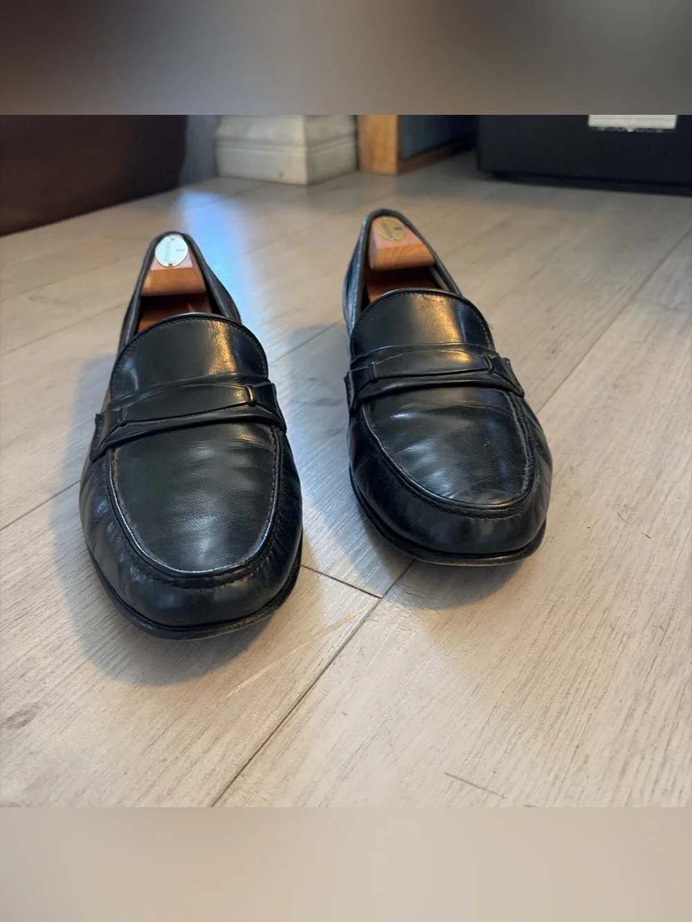 Bruno Magli Black Leather Penny Loafers